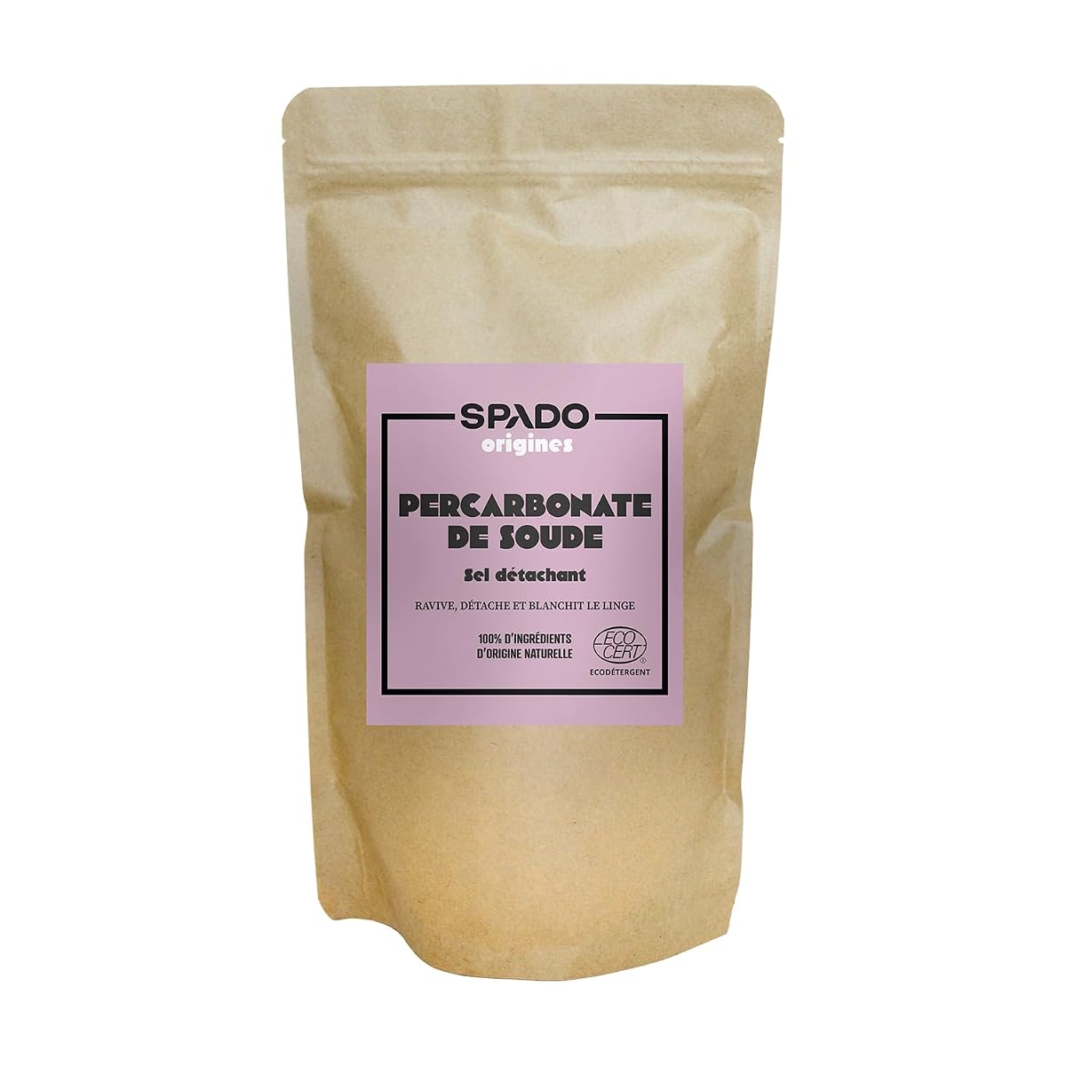 Poudre blanche de percarbonate de soude dans une coupelle en céramique mate